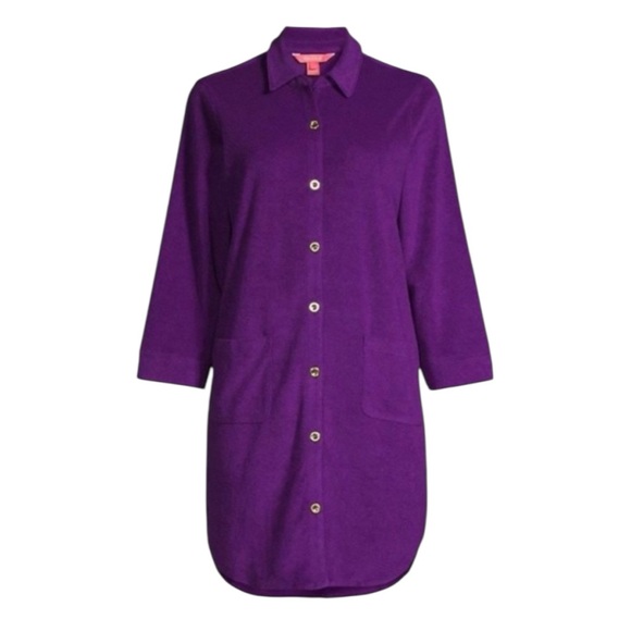 Lilly Pulitzer Natalie Terry Cover-Up Women’s XL | Purple Berry, NWT Resort Wear - Picture 1 of 5